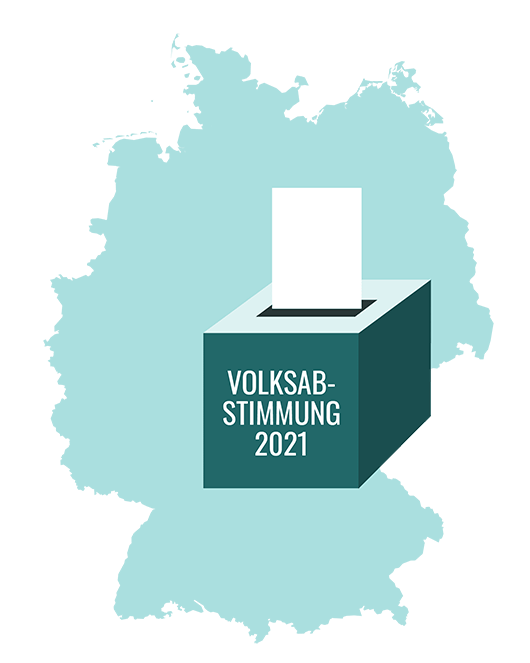Map of Germany with a ballot box labeled '2021 referendum'