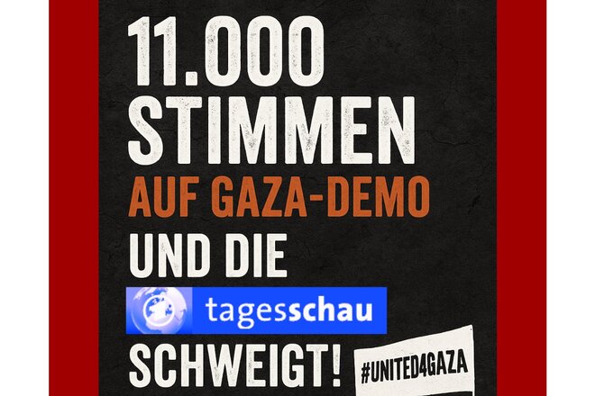 Image of the petition 11.000 Menschen auf Gaza-Demo in Frankfurt – und die Tagesschau schweigt!