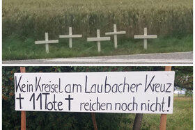 Φωτογραφία της αναφοράς:11 Tote reichen! Kreisel für das ‚Laubacher Kreuz‘