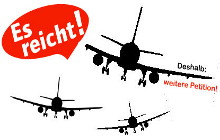 Bilde av begjæringen:Laut gegen Fluglärm - Petition an den Bundestag für Verminderung des Fluglärms