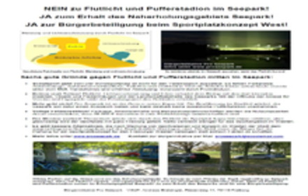 Kép a petícióról:Seepark Freiburg: NEIN zu Flutlicht und Pufferstadion im Naherholungsgebiet