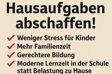 Immagine della petizione Lernzeit statt Hausaufgaben an allen Schulen in NRW