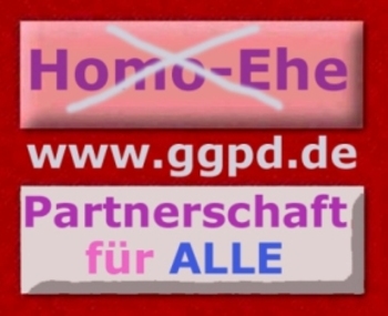 Peticijos nuotrauka:Abschaffung der Homo-Ehe (LPartG) und Einführung der Partnerschaft für ALLE (GPartG)