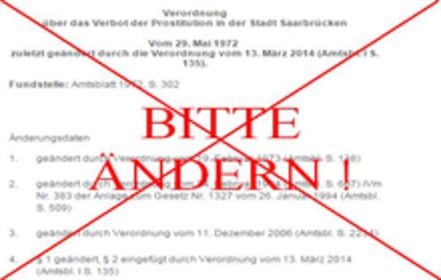 Slika peticije:Änderung der Sperrbezirksverordnung in Saarbrücken