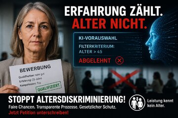 Bild der Petition Altersdiskriminierung bei Bewerbungen stoppen – KI-Filter und Arbeitgeber transparenter machen