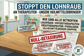 Bild der Petition: Arbeit muss bezahlt werden! Schluss mit dem staatlich geduldeten Honorarraub an Therapeuten.