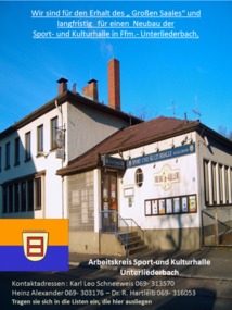 Bild der Petition: Arbeitskreis Sport-und Kulturhalle in Ffm.- Unterliederbach