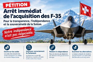 Image of the petition Arrêt immédiat de l’acquisition des F-35 – pour la transparence, l’indépendance et la souveraineté