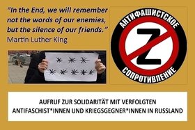 Pilt petitsioonist:Aufruf zur Solidarität mit Verfolgten Antifaschist*Innen und Kriegsgegner*Innen in Russland