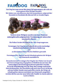 Bild der Petition: Ausreisegenehmigung für 7 Welpen und ihre Mutter Sif - Tysk og Dansk Version