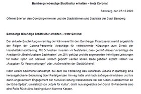 Poza petiției:Bambergs lebendige Stadtkultur erhalten – trotz Corona!