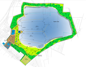Foto della petizione:Bau einer Wasserskianlage mit Naherholungsgebiet am Rather See statt illegalem Baden und Müllen