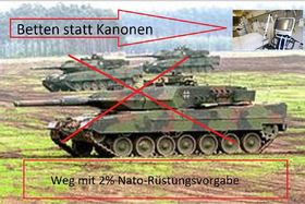 Bild der Petition: Betten statt Kanonen - weg mit der 2% Nato-Rüstungsvorgabe