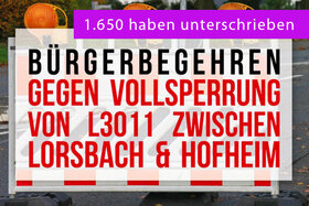 Kép a petícióról:Bürgerbegehren gegen Vollsperrung L3011 zwischen Lorsbach und Hofheim