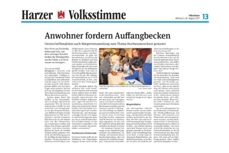 Kép a petícióról:Bürgerinitiative Hochwasser Wernigerode