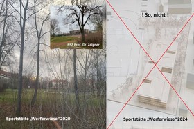 Foto van de petitie:Bürgerinitiative "Werferwiese" Dresden-Dobritz, Erhalt der vorhandenen Sportstätte und Grünfläche