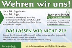 Bild der Petition: C.A.R.M.E.N. Stellenstreichung