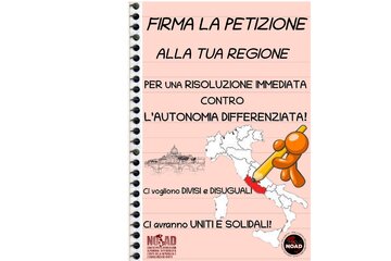 Imagem da petição Chiediamo al Consiglio della Regione Lazio di impegnarsi a non chiedere l'autonomia differenziata