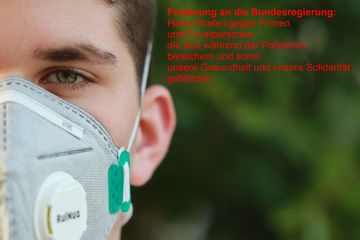 Bild der Petition Coronapandemie - Harte Strafen für Firmen und Privatperson, die sich während der Pandemie bereichern
