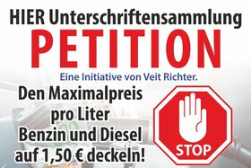 Kuva vetoomuksesta:Den Benzin und Dieselpreis auf 1,50 Euro pro Liter begrenzen.