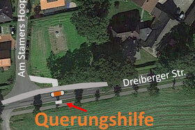 Foto van de petitie:Den Schulweg sicherer machen- Errichtung einer Querungshilfe an der Dreiberger Str.