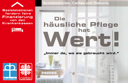 Petīcijas attēls:Die häusliche Pflege hat Wert! Sozialstationen fordern faire Finanzierung von den Krankenkassen.