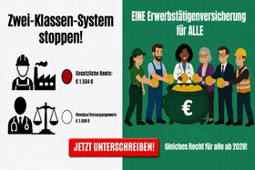 Bild der Petition: Ein Rententopf für alle. Keine Privilegien mehr! Rente nach 45 Jahren Arbeit muss möglich bleiben.