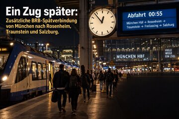 Bild der Petition Ein Zug später: Zusätzliche BRB-Spätverbindung von München nach Rosenheim, Traunstein und Salzburg