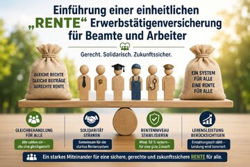 Image of the petition Einführung einer einheitlichen Erwerbstätigenversicherung für Beamte und Arbeiter