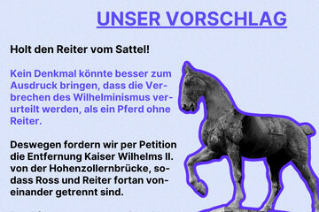 Billede af andragendet Ende des Hohenzollern-Kults - Reframing des Kaiser Wilhelm II. Reiterstandbildes in Köln