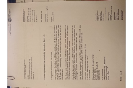 Slika peticije:Erhalt der Berufsfachschule Datey e.V. in Weißwasser