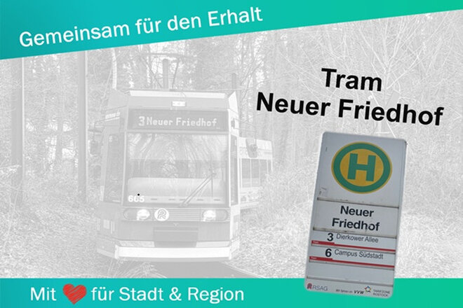 Изображение петиции Erhalt der Tram-Linie bis Rostock Neuer Friedhof