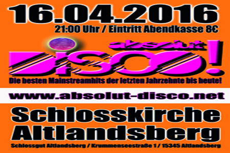 Petīcijas attēls:Erhalt der Veranstaltungsreihe Absolut Disco in der Schlosskirche Altlandsberg