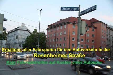 Kép a petícióról:Erhaltung aller Fahrspuren für den Autoverkehr in der Rosenheimer Straße 