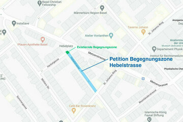 Image of the petition Establish a pedestrian zone (speed 20) in Hebelstrasse