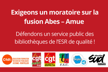 Bild der Petition Exigeons un moratoire sur la fusion Abes – Amue !