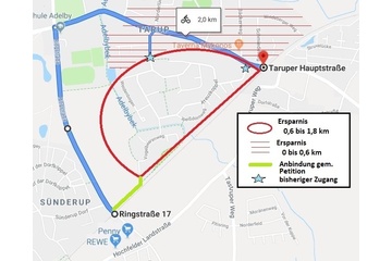 Image of the petition Fahrradgeeignete Anbindung zwischen Tarup-Süd und Hochfeld (Lückenschluss)
