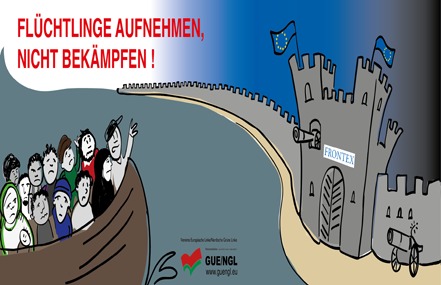 Bilde av begjæringen:Flüchtlinge aufnehmen, nicht bekämpfen!