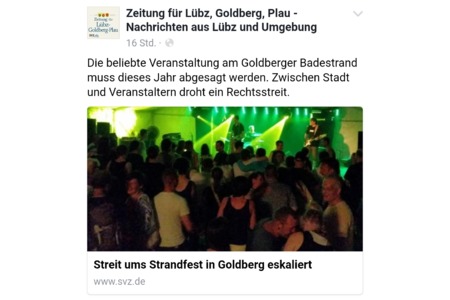 Dilekçenin resmi:Fortbestand des Goldberger Strandfestes