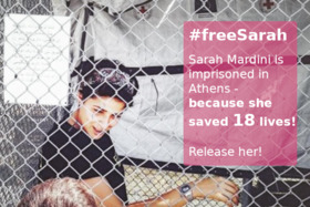 Kép a petícióról:Freedom for lifesaver Sarah Mardini! #freeSarah