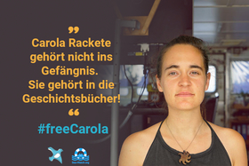 Kuva vetoomuksesta:Liberté pour Madame Rackete #FreeCarola