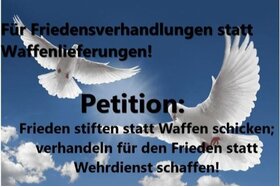 Bild der Petition: Frieden stiften statt Waffen schicken; verhandeln für den Frieden statt Wehrdienst schaffen!