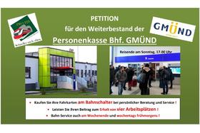 Bild der Petition: Für den Weiterbestand der ÖBB-Personenkasse GMÜND NÖ.