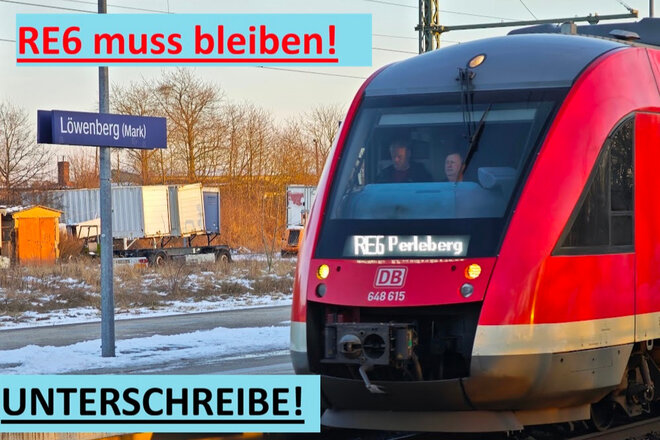 Imaginea petiției Für die Beibehaltung der neuen Streckenführung des RE6 über Löwenberg!