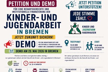Image of the petition Für eine bedarfsgerechte und institutionelle Finanzierung der Kinder- und Jugendarbeit in Bremen