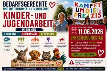 Bild der Petition Für eine bedarfsgerechte und institutionelle Finanzierung der Kinder- und Jugendarbeit in Bremen