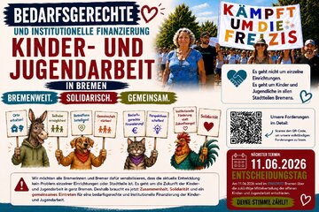 Bild der Petition Für eine bedarfsgerechte und institutionelle Finanzierung der Kinder- und Jugendarbeit in Bremen