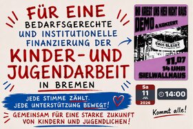 Bild der Petition: Für eine bedarfsgerechte und institutionelle Finanzierung der Kinder- und Jugendarbeit in Bremen
