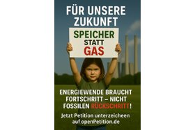Afbeelding van de petitie: Für eine speicherbasierte Energiewende - keine fossile Gaskraftwerkoffensive auf Vorrat