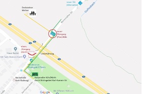 Imagen de la petición:Fußgängerüberweg an Gefahrenstelle Unterführung A4/ Berrenrather Straße in Hürth Efferen/ Köln Sülz